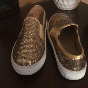 Gold slide sneakers